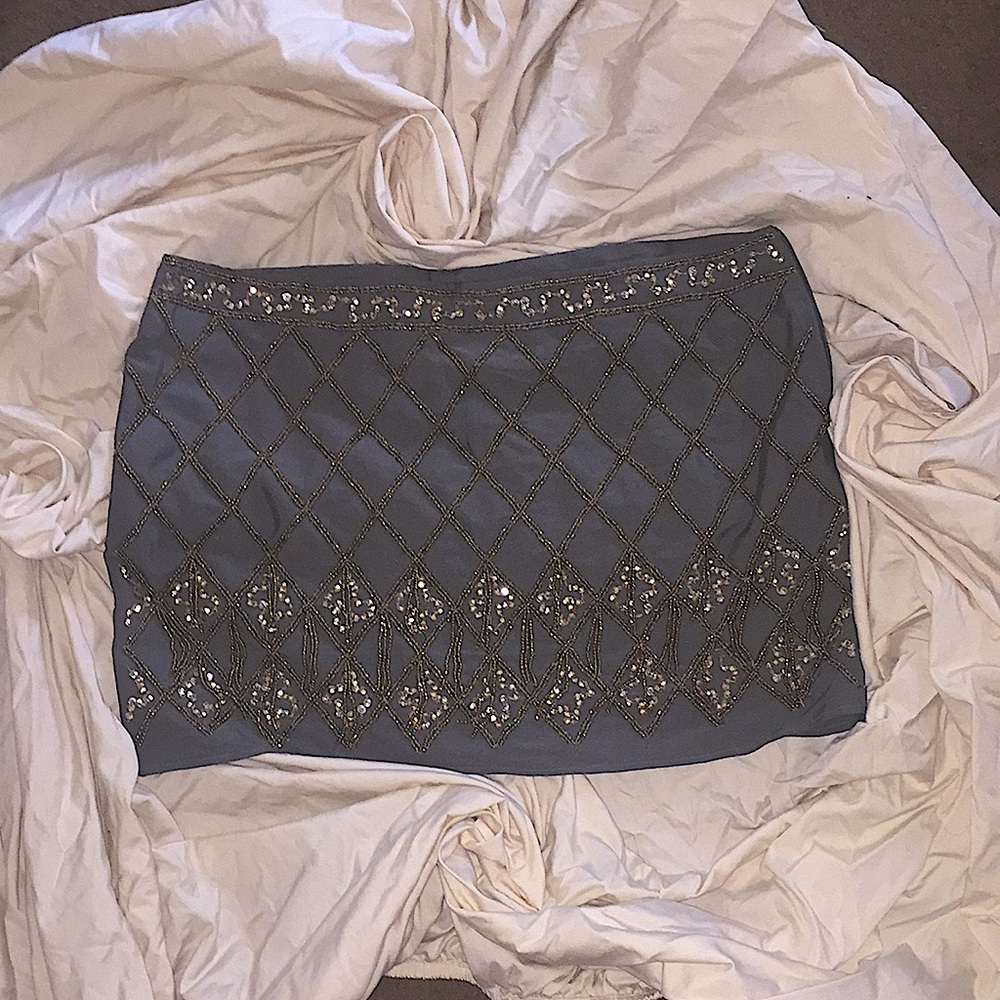 Forever 21 med dark green + gold beaded SKIRT